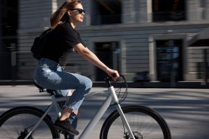 woman riding an electric bike